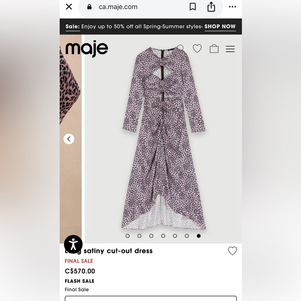 Maje Purple Leopard Long Sleeve Dress New never worn